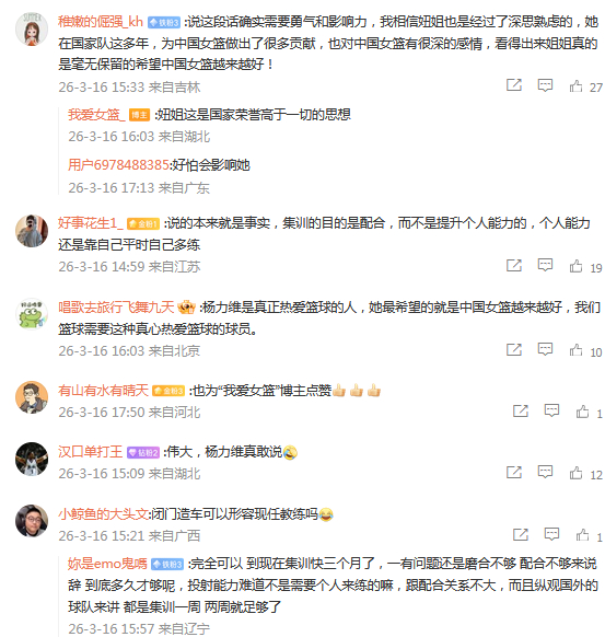 杨力维公开质疑超长集训制度 呼吁女篮改革训练